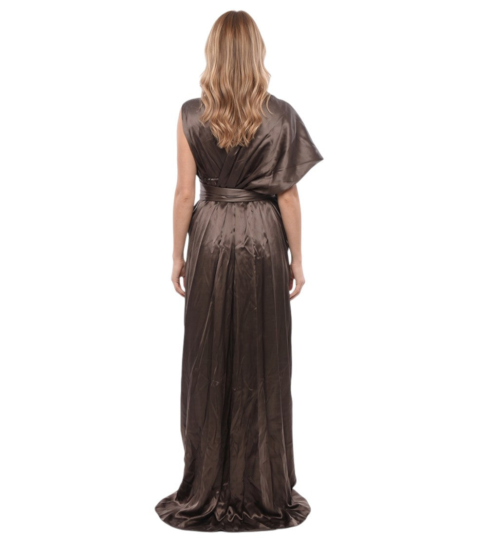 Brown V Neck Maxi Dress 2