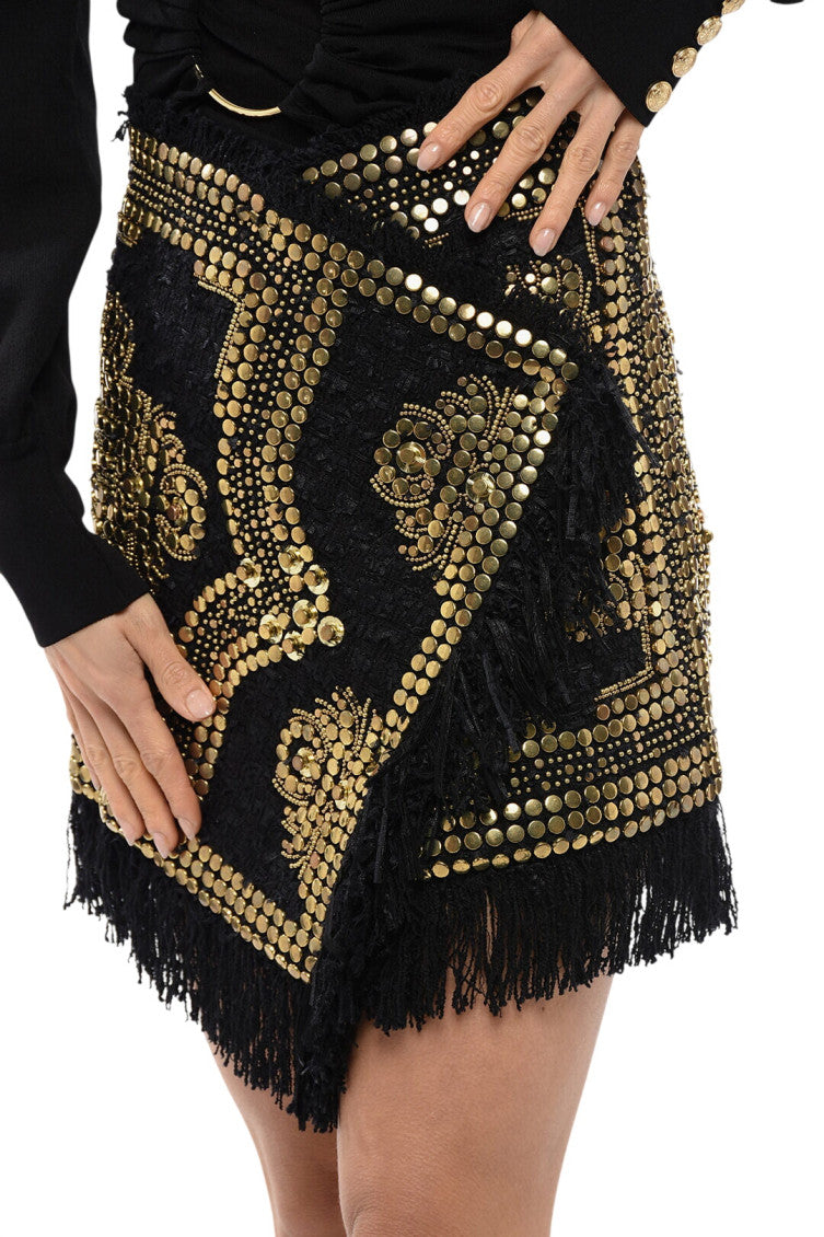Black Studded Above Knee Skirt 3