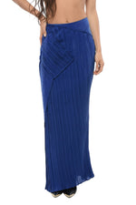 Blue Pleated Ankle Length Skirt 1