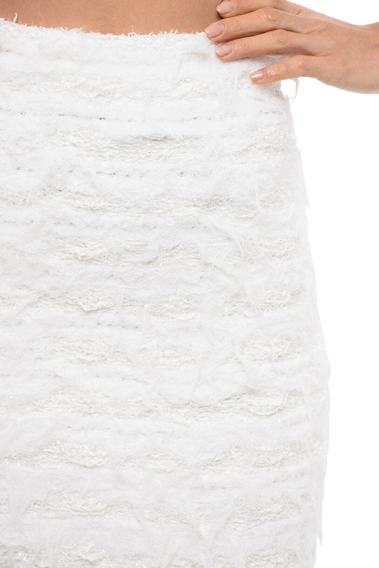 White Textured Above Knee Skirt 3