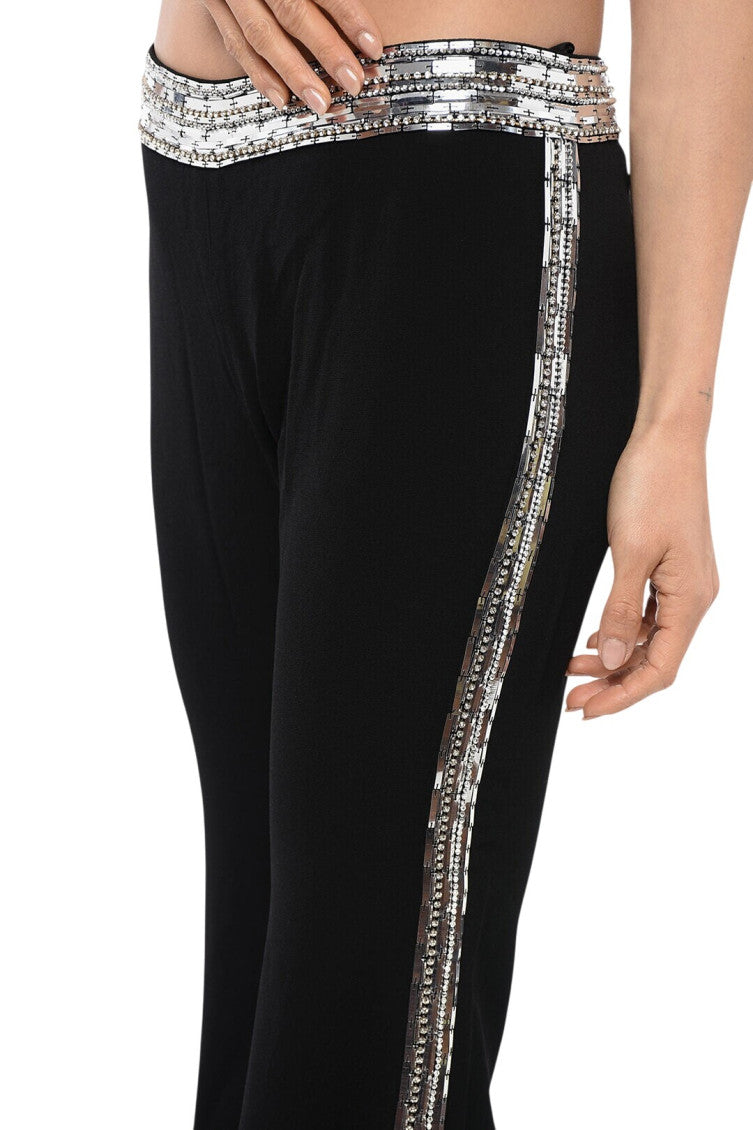 Black Flared Flat Front Pants 3