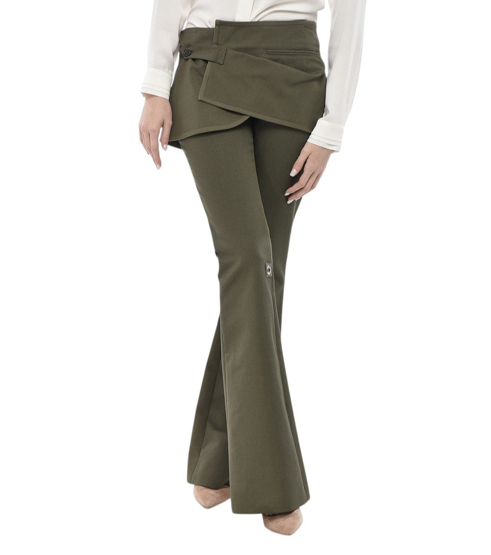 Dark Green Slim Bootcut Pants 1