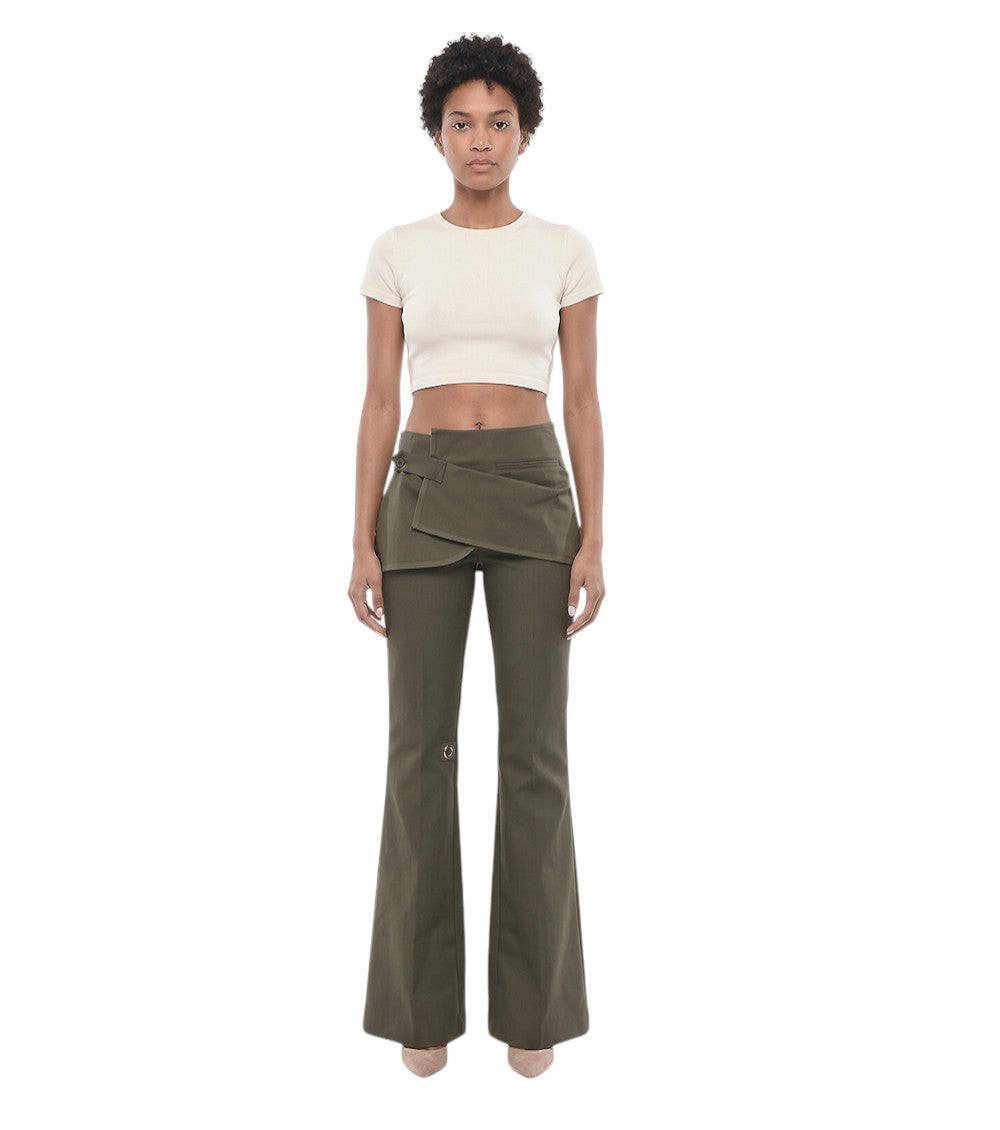 Dark Green Slim Bootcut Pants 2