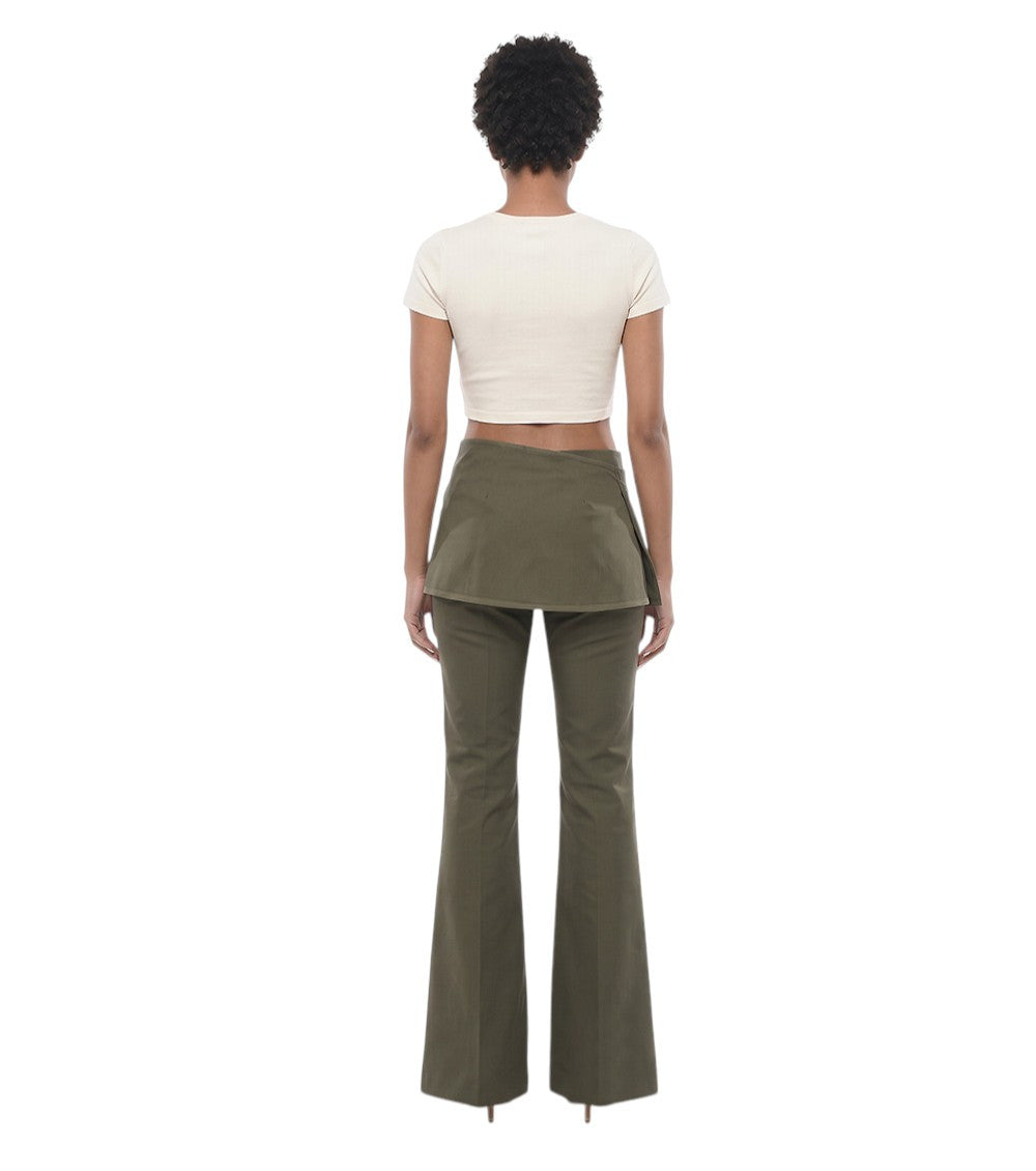 Dark Green Slim Bootcut Pants 3