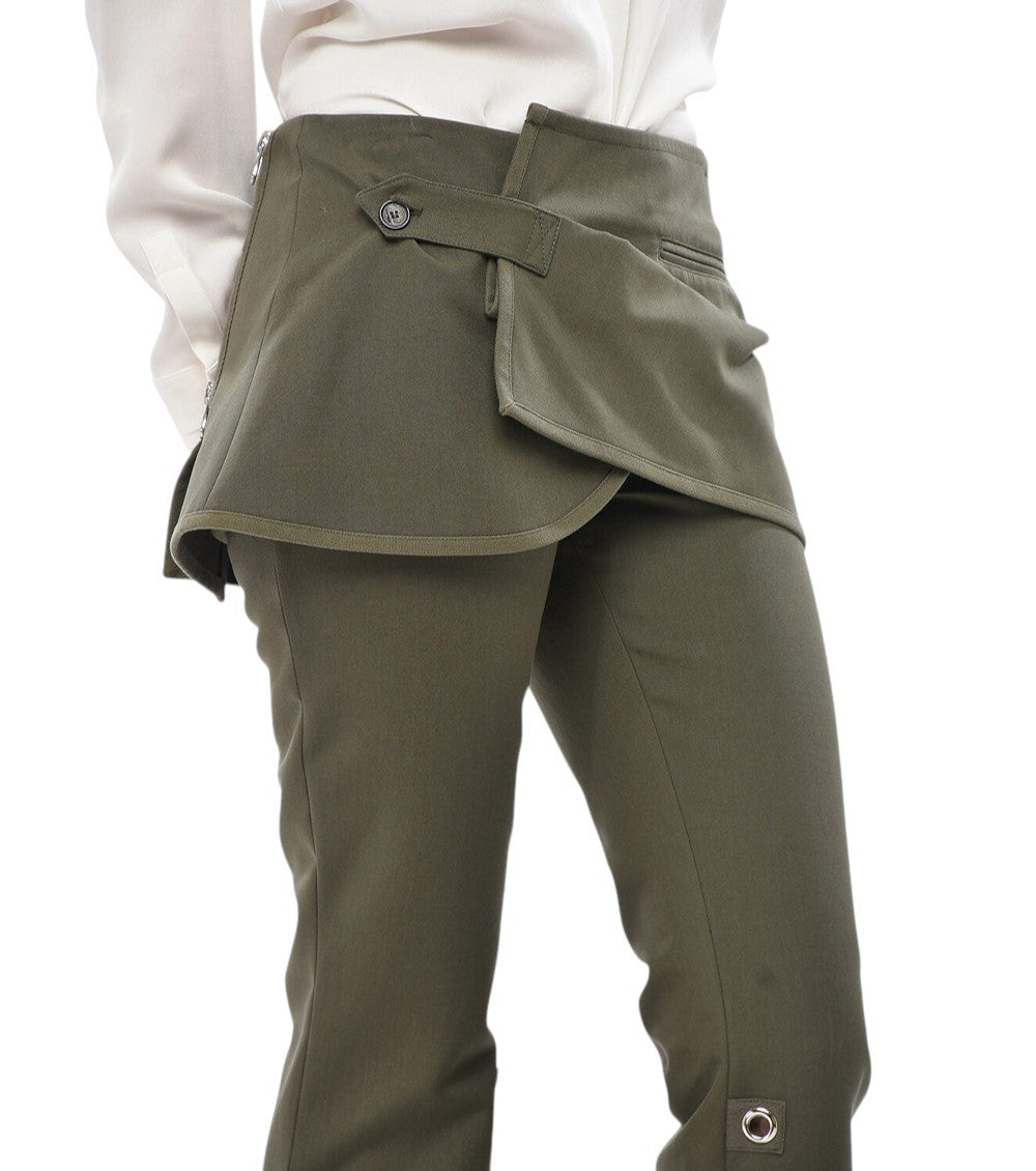 Dark Green Slim Bootcut Pants 4