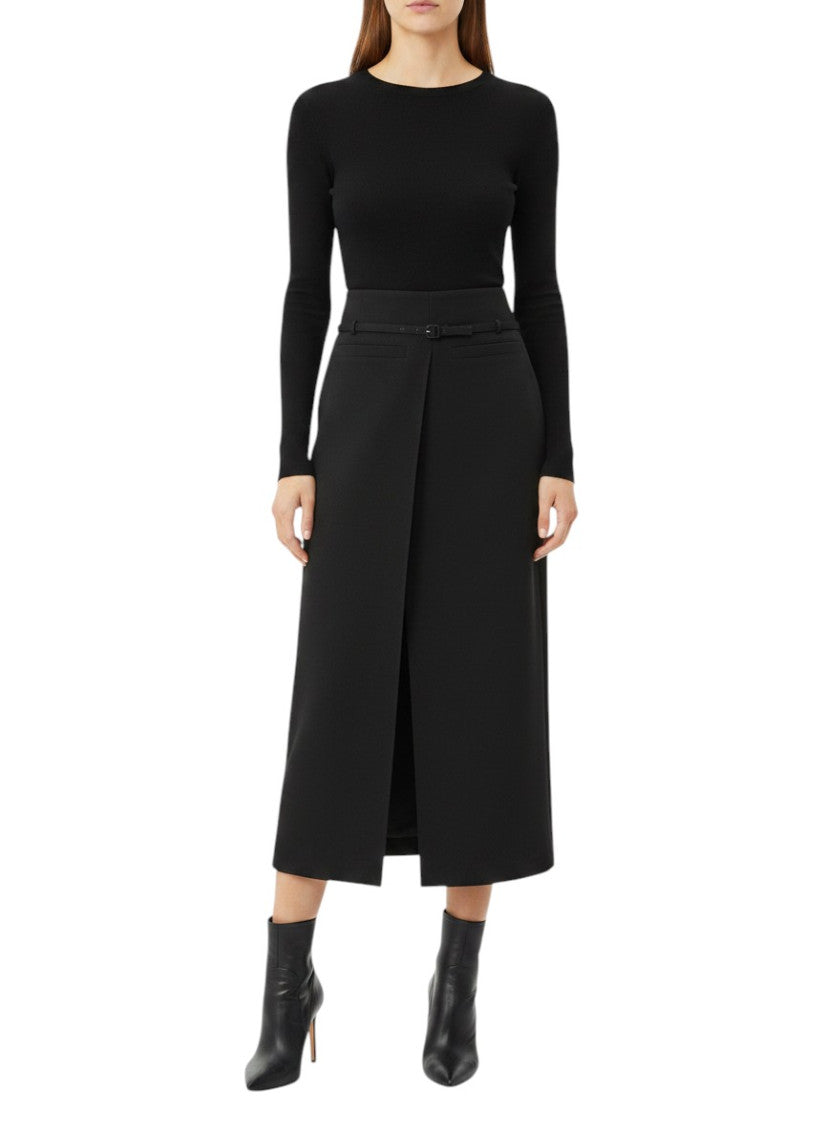 Black Solid Ankle Length Skirt 1