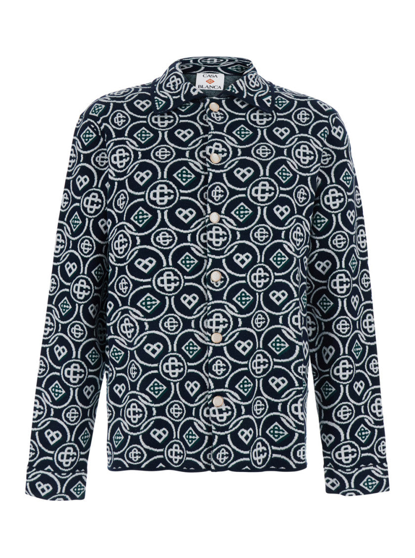Blue Regular Jacquard Shirt 1