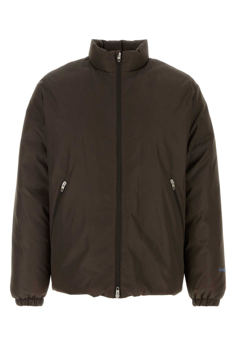 Dark Brown Solid Down Jacket 1
