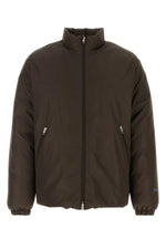 Dark Brown Solid Down Jacket 1