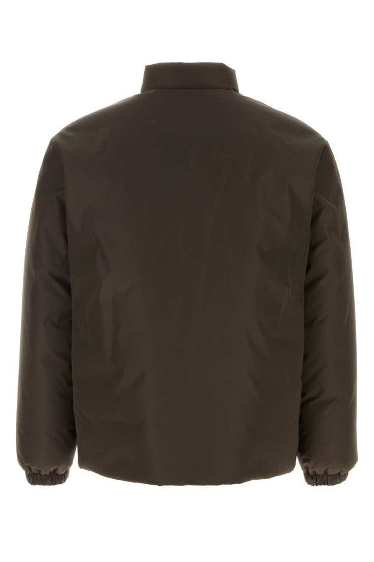 Dark Brown Solid Down Jacket 2