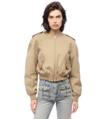 Beige Solid Band Collar Jacket 1