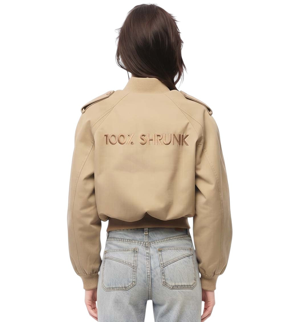 Beige Solid Band Collar Jacket 2