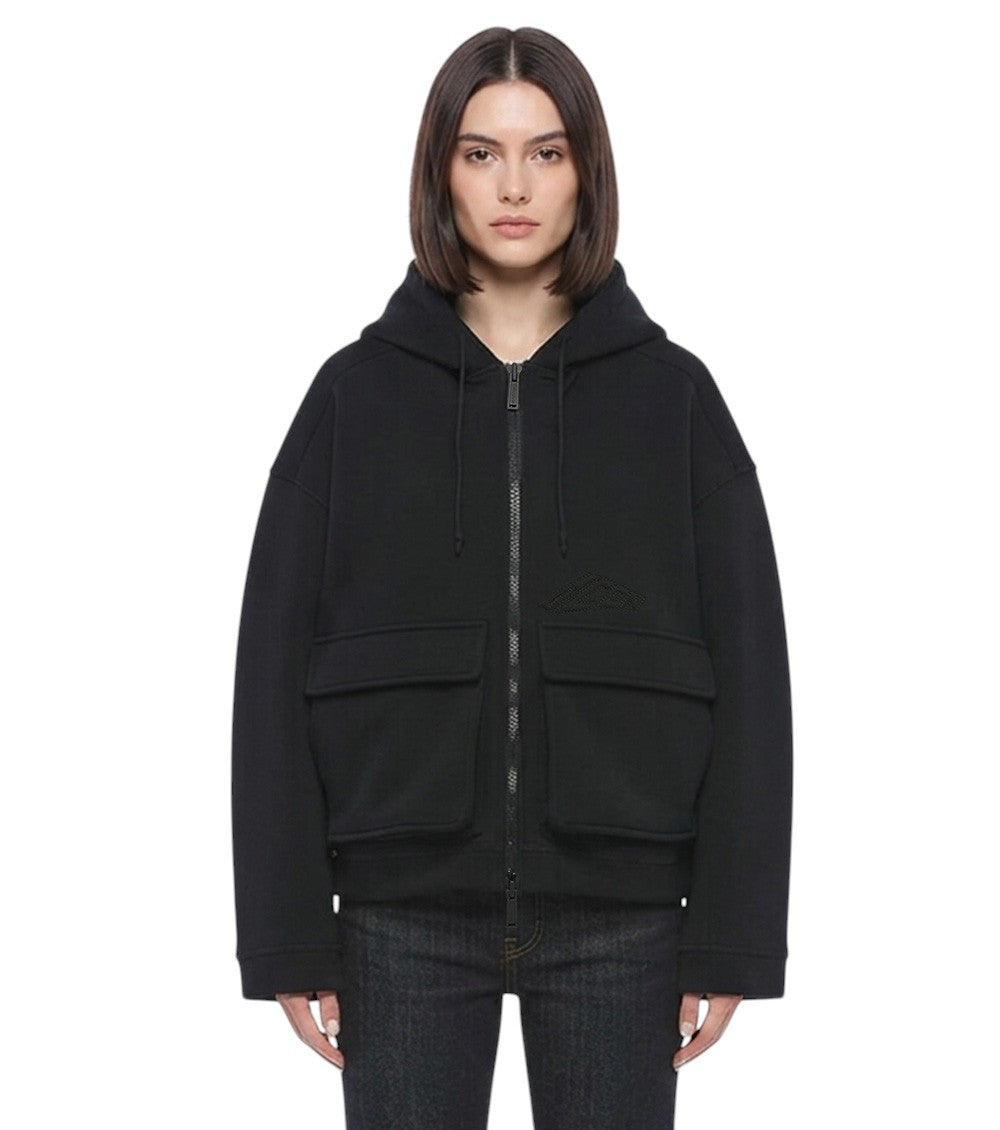 Black Solid Hood Sweatshirt 1
