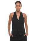 Black Solid V Neck Jacket 1