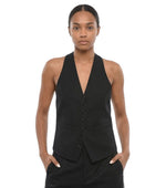 Black Solid V Neck Jacket 1