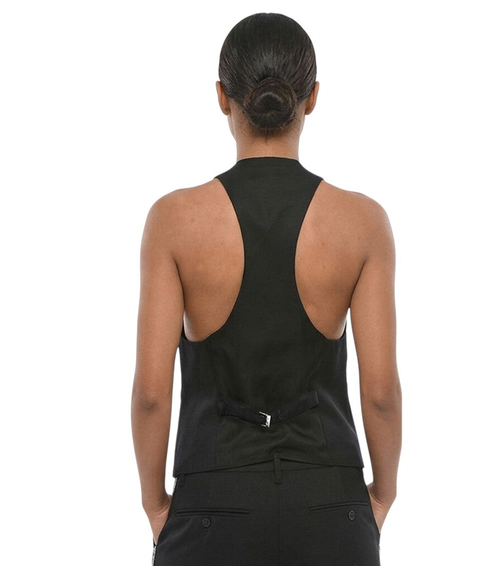 Black Solid V Neck Jacket 2