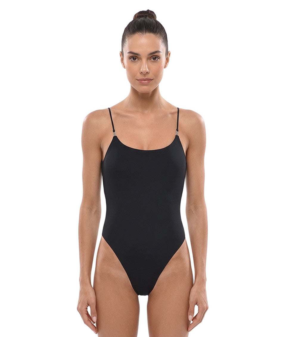 Black Solid Swimwear 1