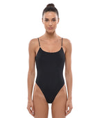 Black Solid Swimwear 1