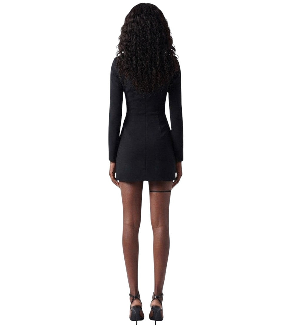 Black Solid V Neck Mini Dress 2