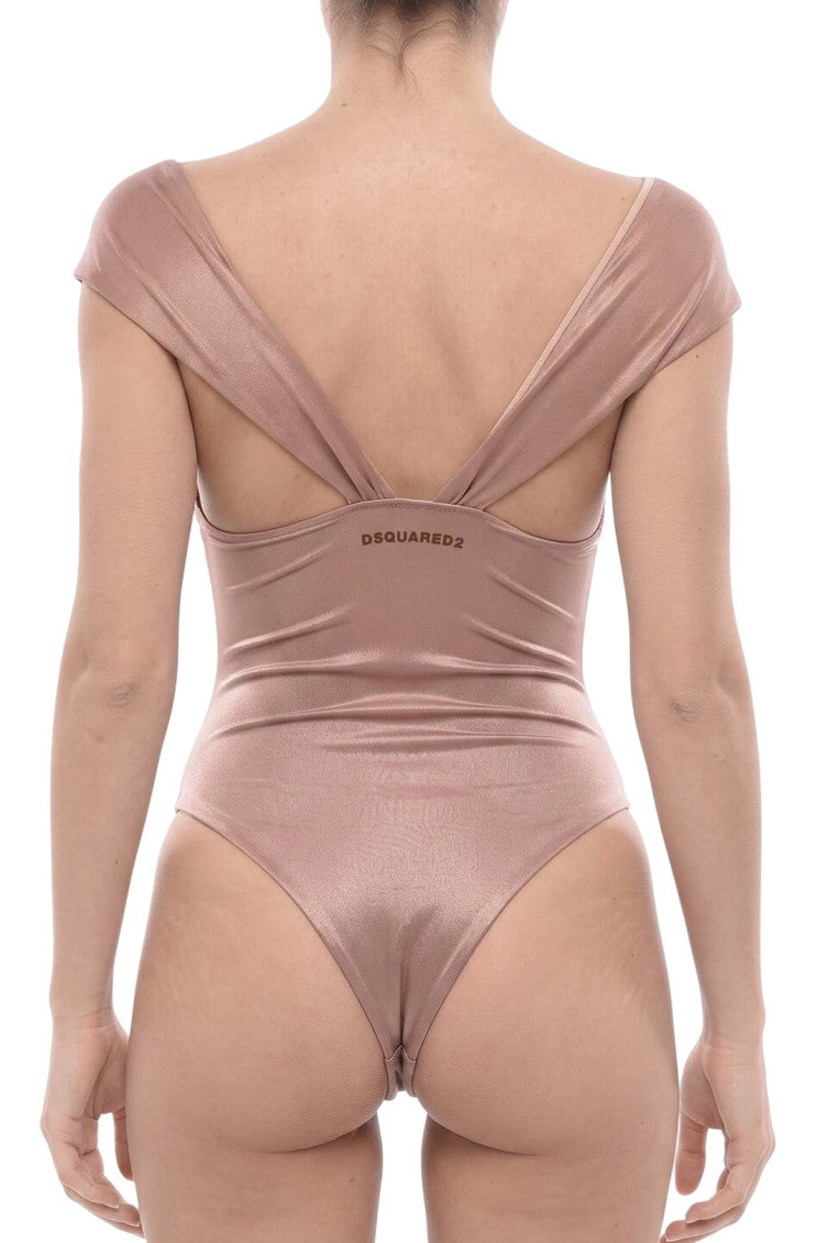 Beige Solid Swimwear 2
