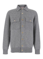 Grey Shirt Collar Cardigan 1