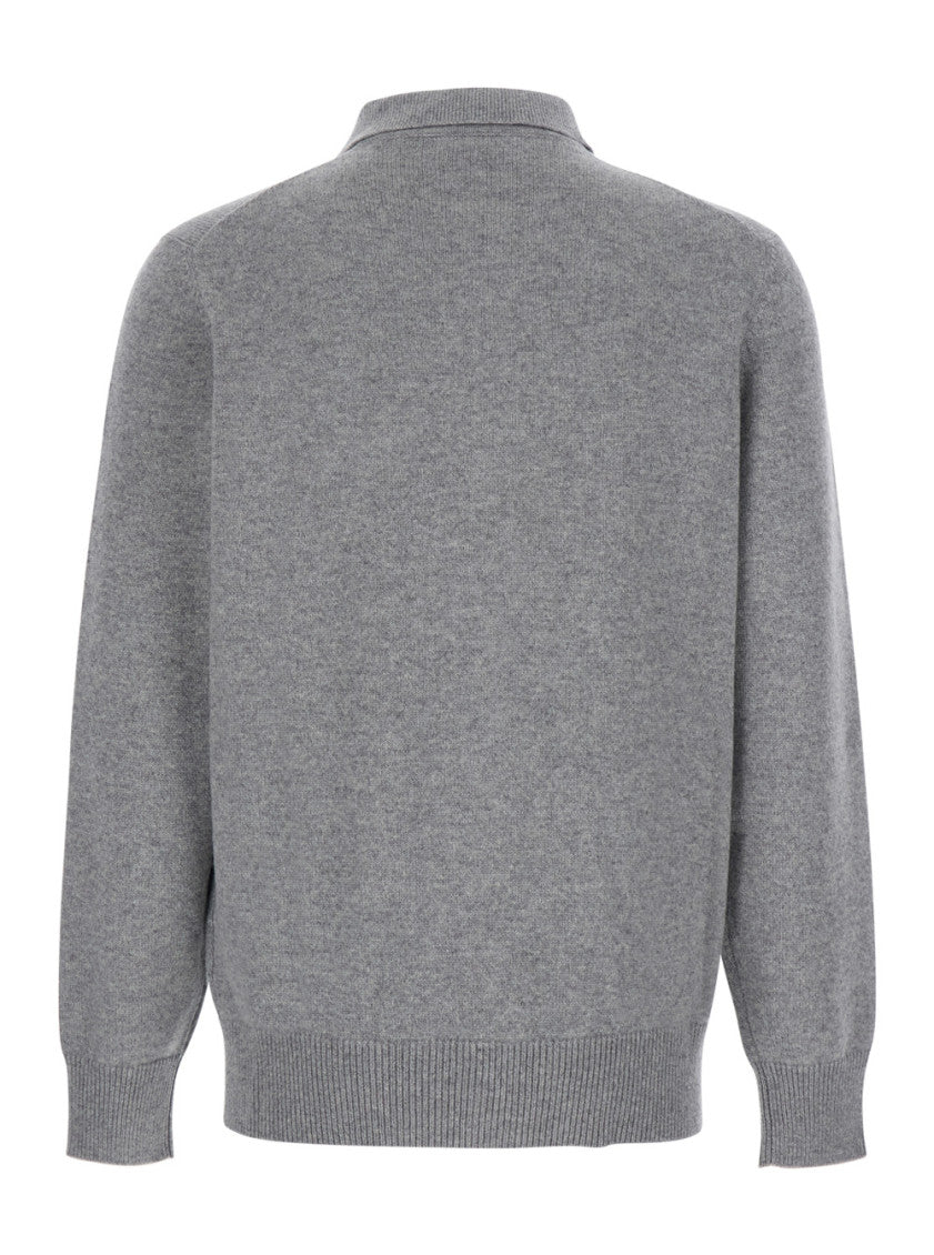 Grey Shirt Collar Cardigan 2
