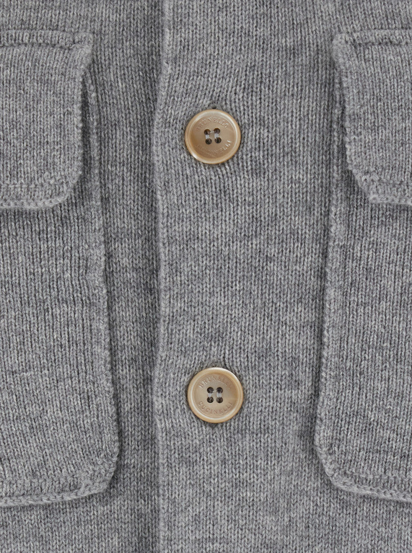 Grey Shirt Collar Cardigan 3