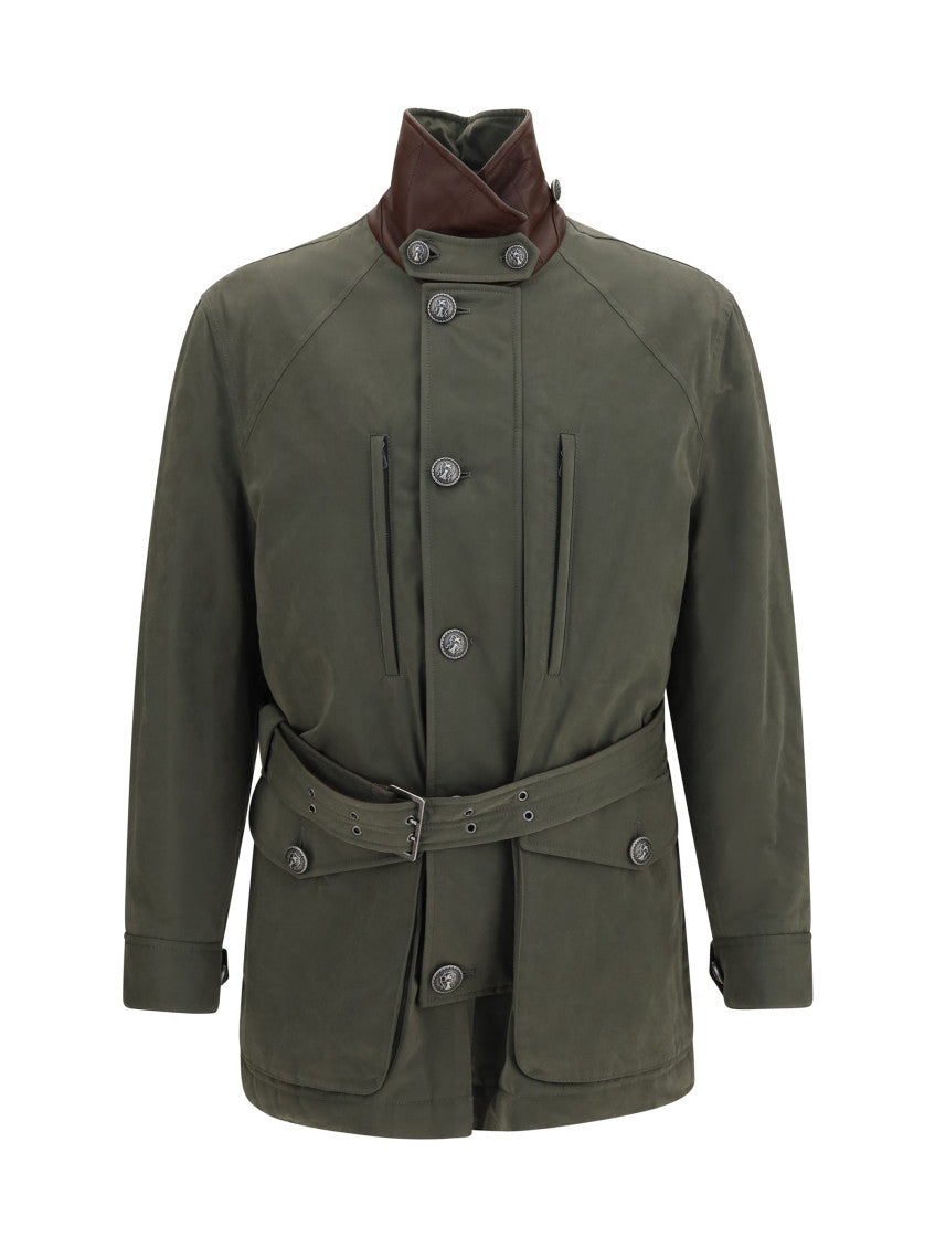 Green Solid Belted Jacket 1