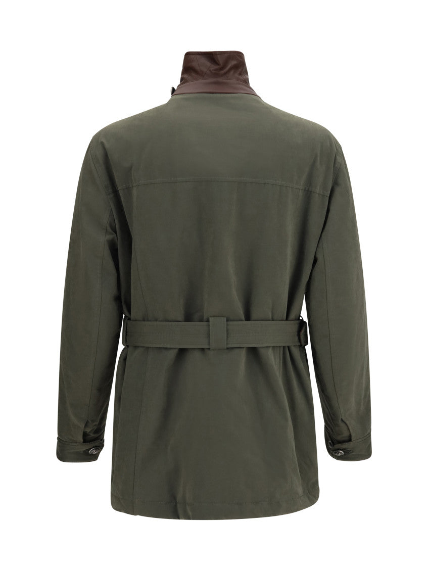 Green Solid Belted Jacket 2