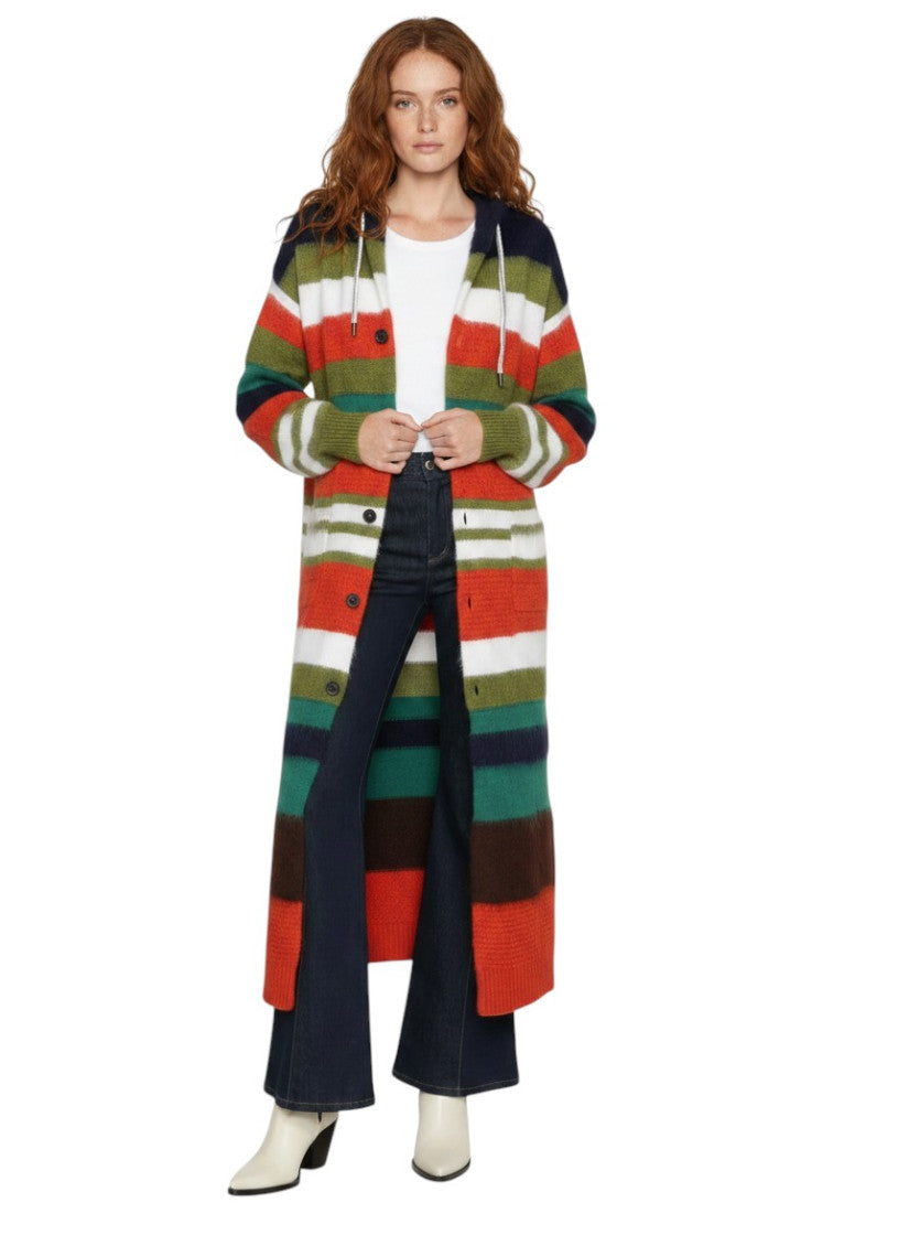 Multicolor Stripes V Neck Sweater 2