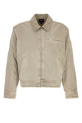 Beige Textured Shirt Collar Jacket 1