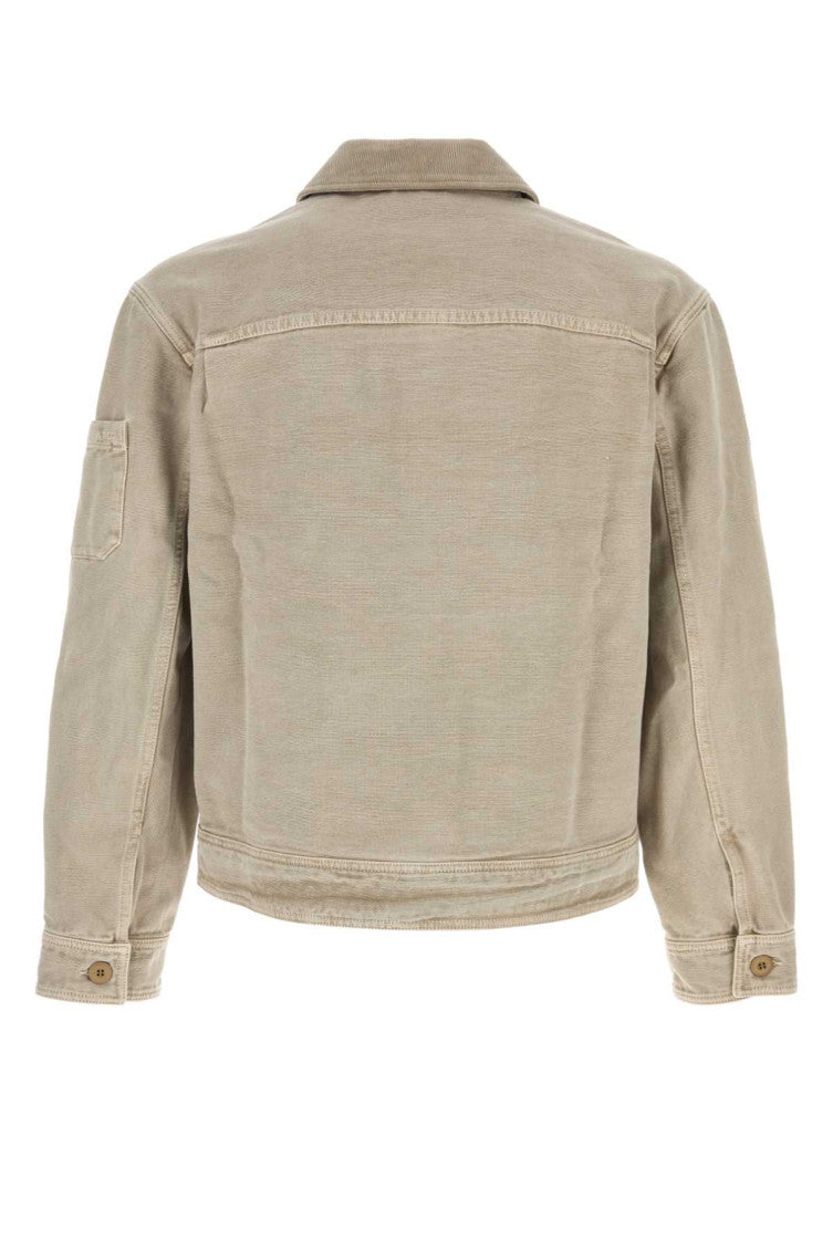 Beige Textured Shirt Collar Jacket 2