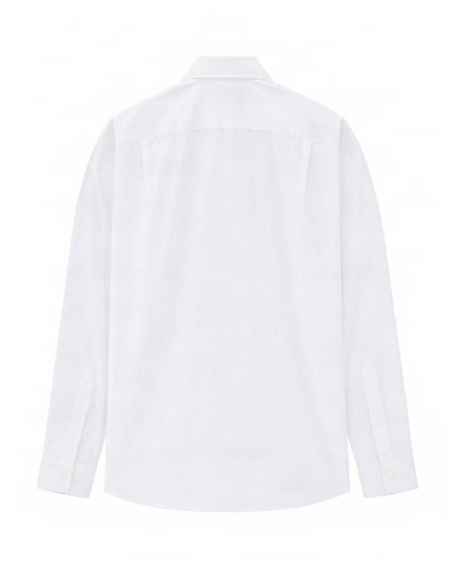 White Relaxed Solid Shirt 2