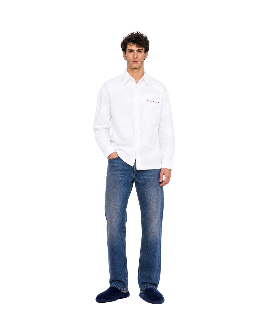 White Relaxed Solid Shirt 3