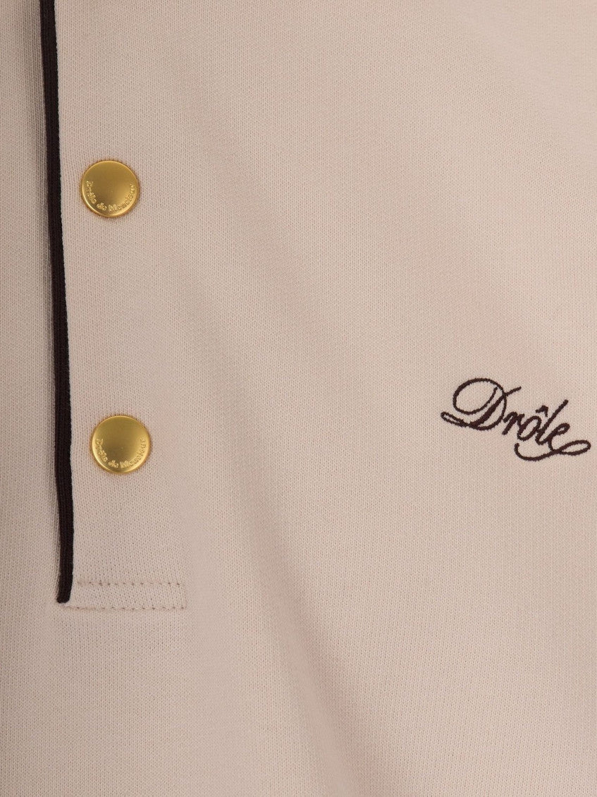 Beige Logo Shirt Collar T-Shirt 3