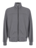 Grey Zip Up Solid Sweatshirt 1