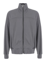 Grey Zip Up Solid Sweatshirt 1