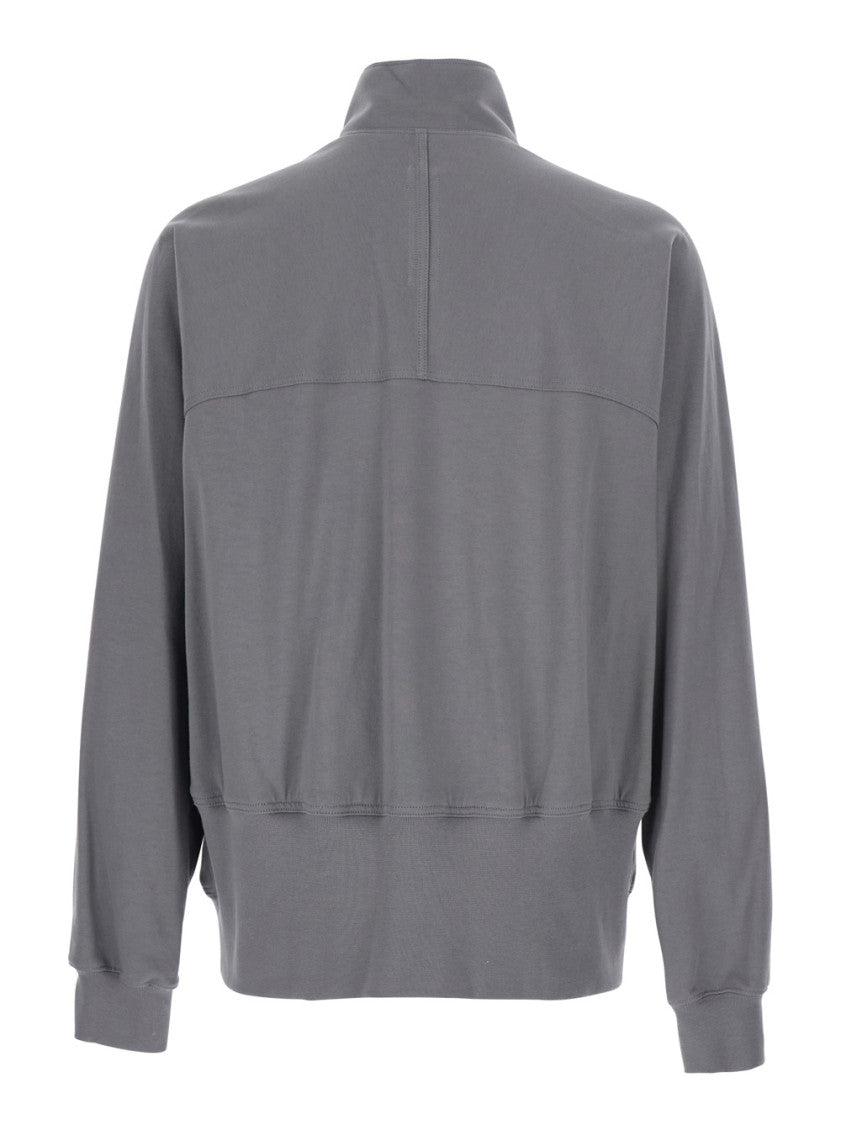 Grey Zip Up Solid Sweatshirt 2