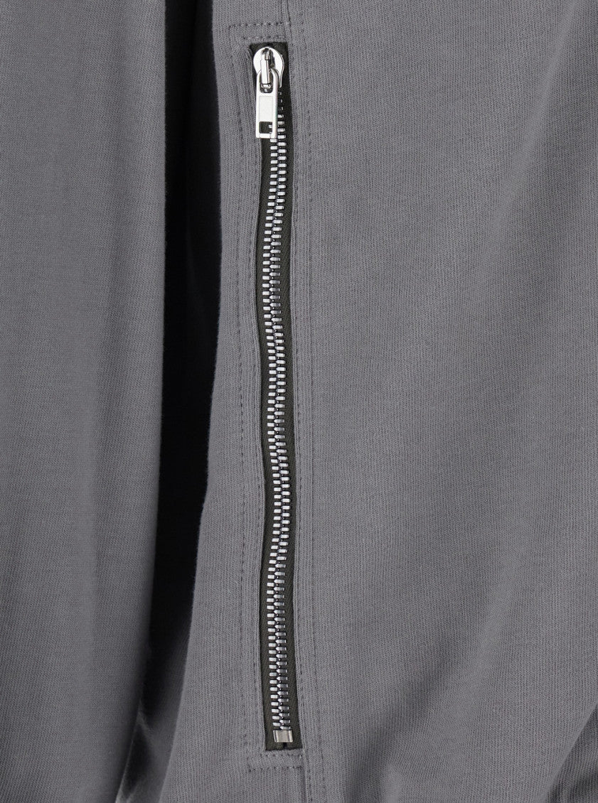 Grey Zip Up Solid Sweatshirt 3