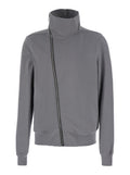 Grey Zip Up Solid Sweatshirt 1