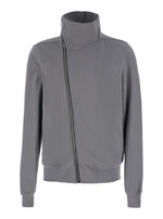 Grey Zip Up Solid Sweatshirt 1