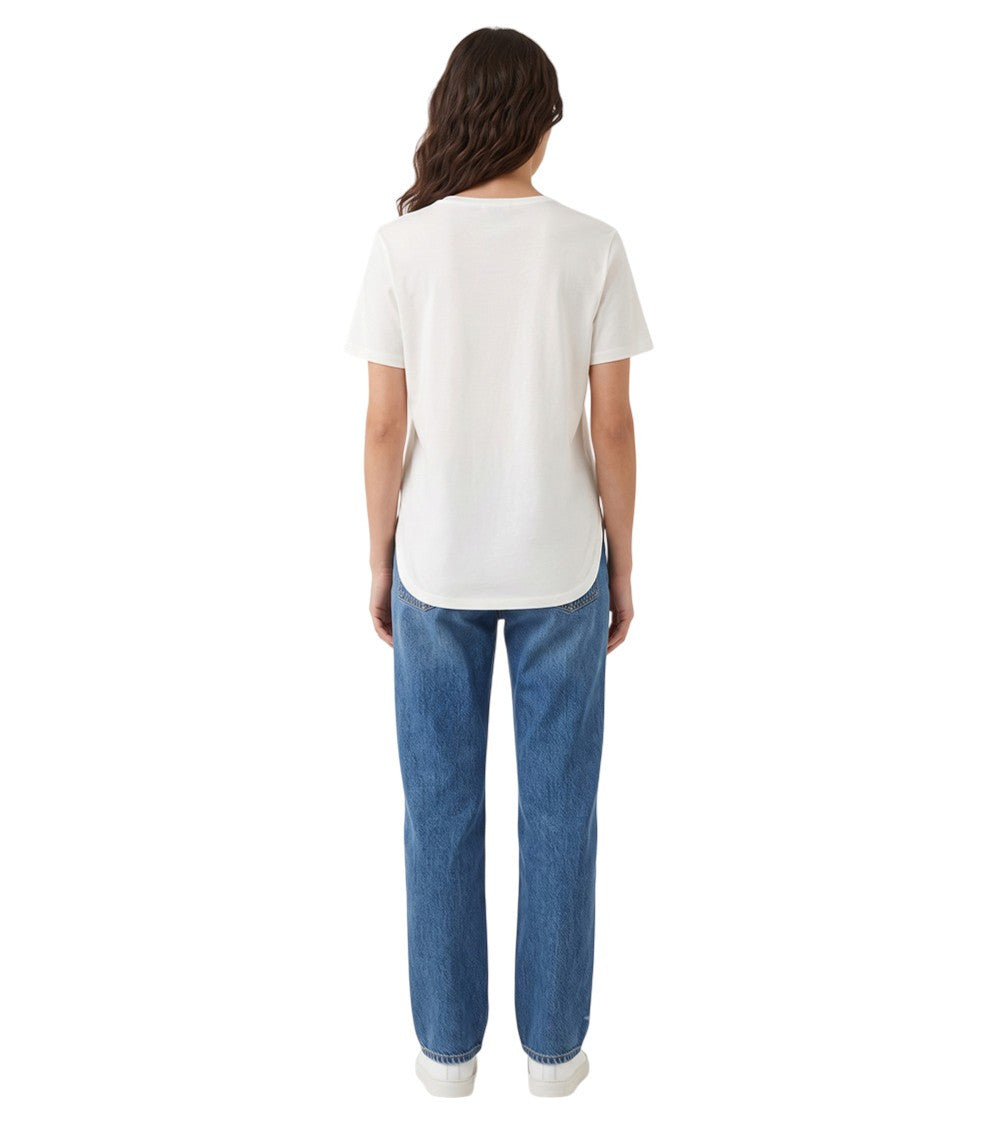 White Graphic V Neck T-Shirt 3