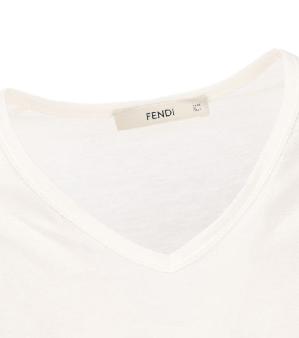 White Graphic V Neck T-Shirt 5