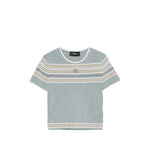 Grey Striped Crew Neck T-Shirt 1
