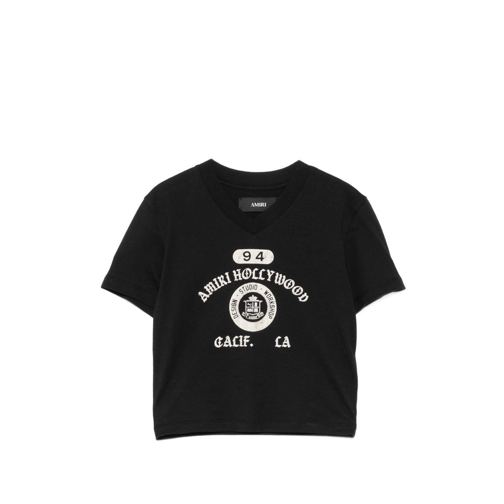 Black Graphic Logo V Neck T-Shirt 1