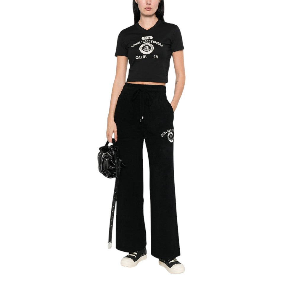 Black Graphic Logo V Neck T-Shirt 2