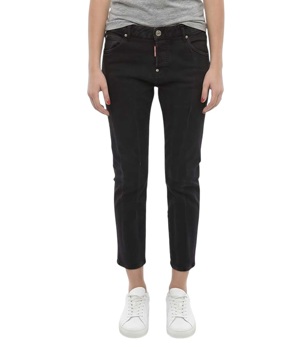 Black Slim Mid Rise Jeans 1