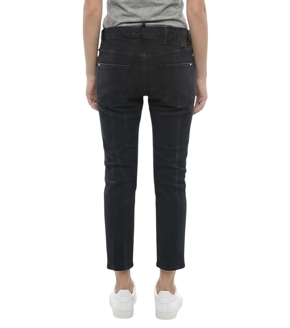 Black Slim Mid Rise Jeans 2
