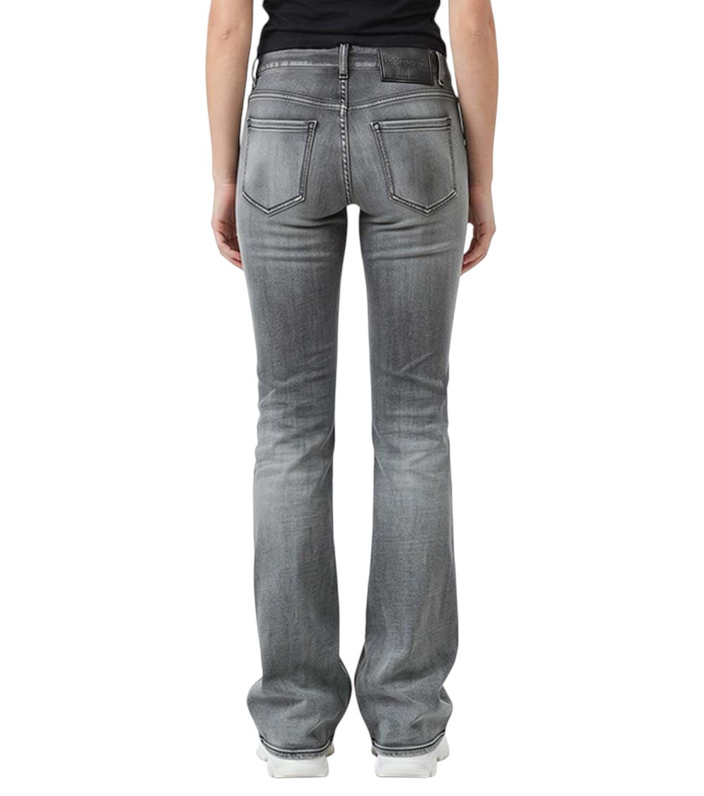 Grey Flared Mid Rise Jeans 2