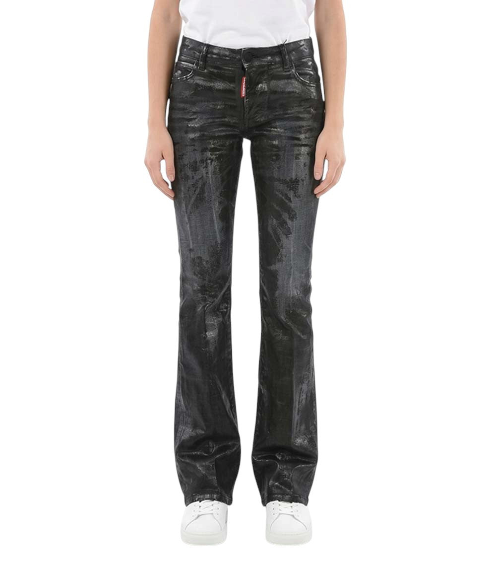 Black Flared Mid Rise Jeans 1